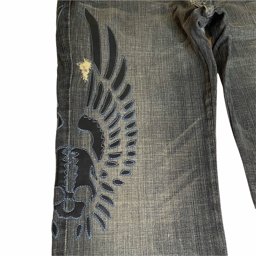 HTF: 7 For All Mankind® ☻︎ x Great China Wall Moto Skull Patch Standard Jeans ☻︎ - Picture 13 of 16